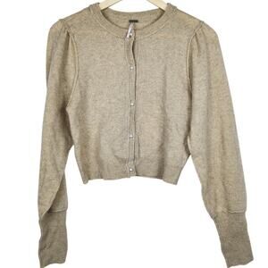 Free People 100% Cream Cashmere Dainty Pearl Button Cardigan Ballet Girly Size S